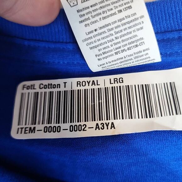 Fruit Of The Loom Blue Graphic Print Short Sleeve Cotton Tee Large NWT (Qty 2) - Picture 7 of 9